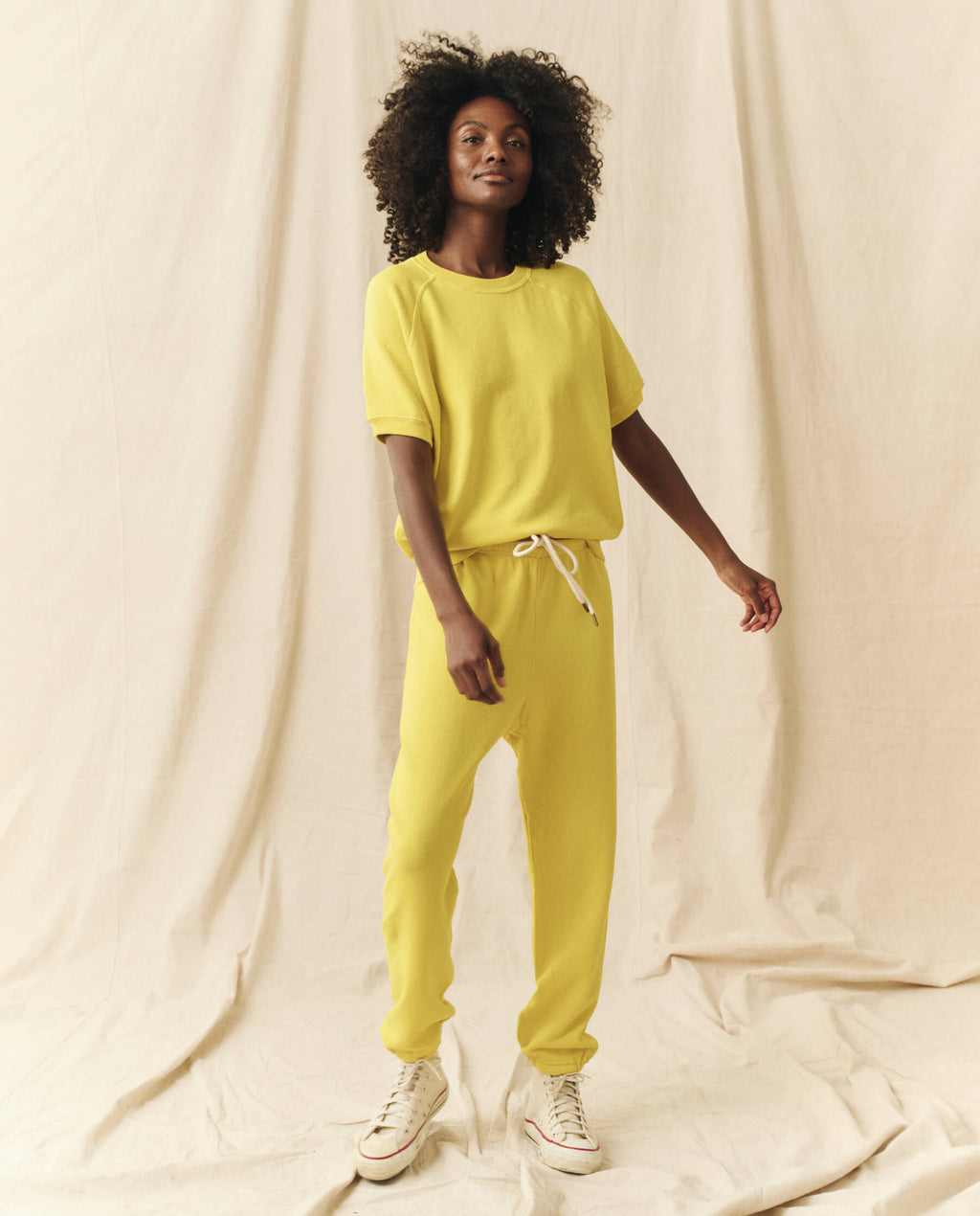 The Short Sleeve Sweatshirt. Solid -- Sunbeam